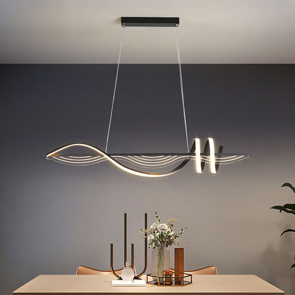 Louise Contemporary Geometric Style Linear Metal Pendant Light