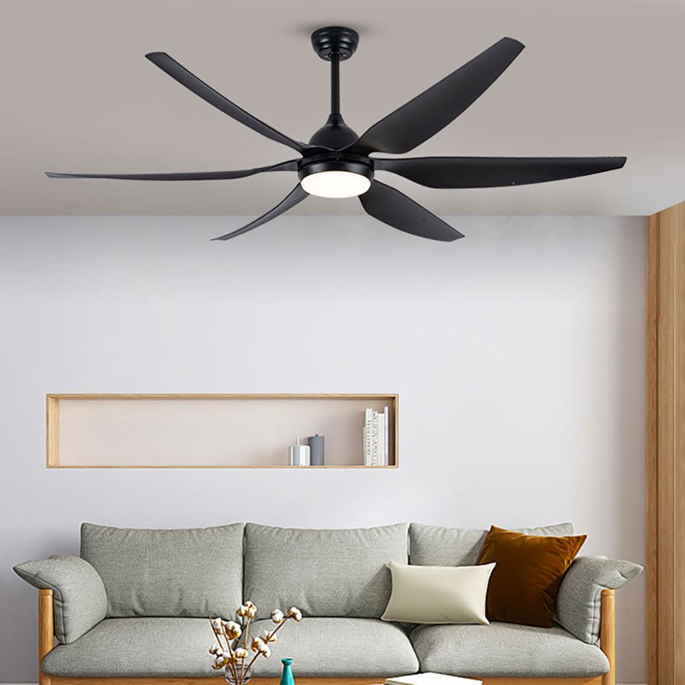 Haydn 6-Blade White & Black Ceiling Fan with Light, 54''/65.7''