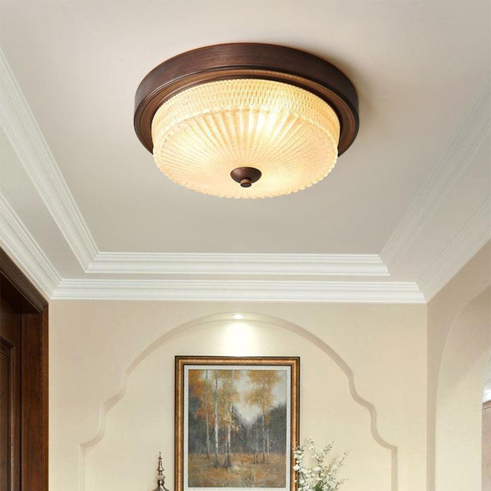 Alessio Vintage Round Flush Mount Ceiling Light Glass Bedroom