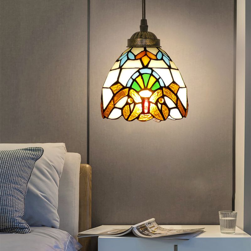 Alessio Tiffany Multicolor Bell Pendant Light