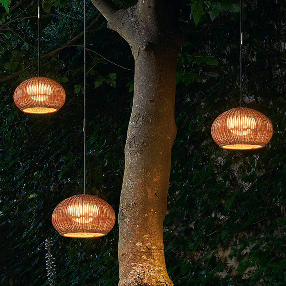 Ritta Outdoor Pendant Light, Bamboo, 6.3"/15"