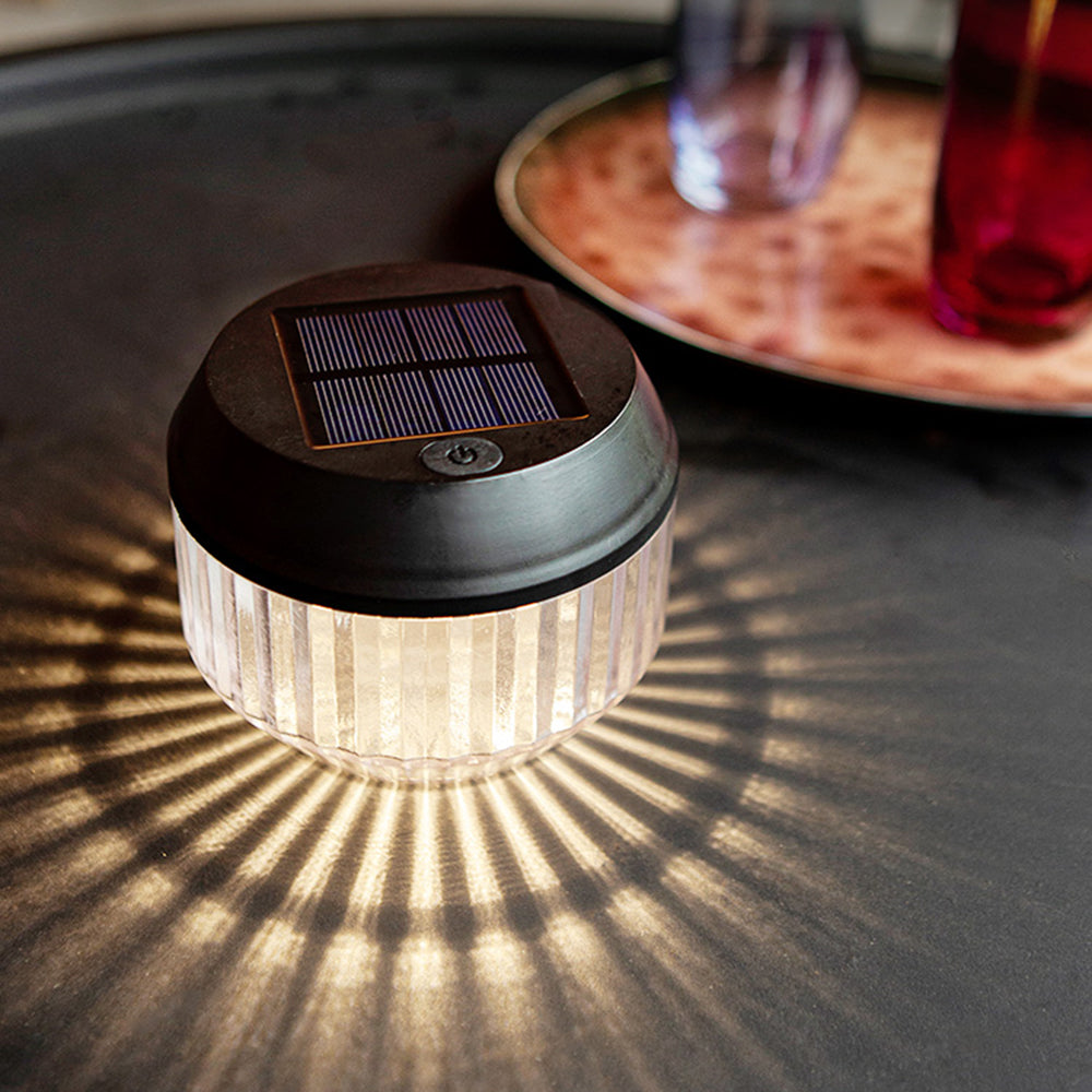 Orr Round LED Solar Powered Lamp de Table, White, Exterieur