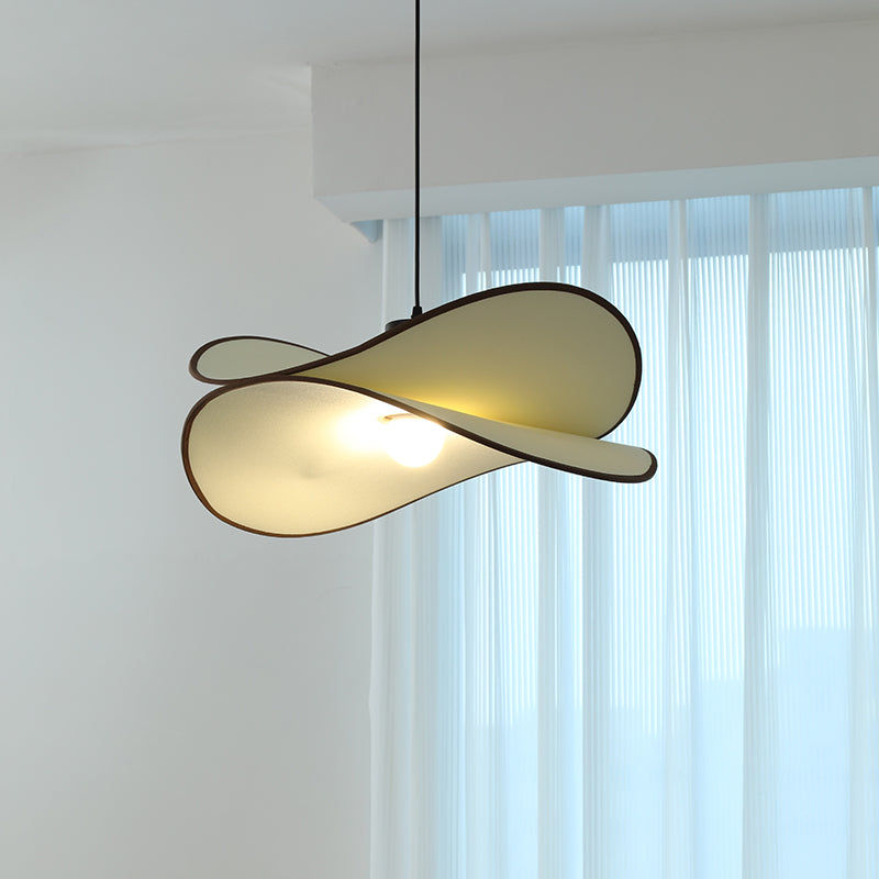 Ritta Wabi-Sabi Retro Leaf Metal Farbic LED Pendant Light Study Bedroom