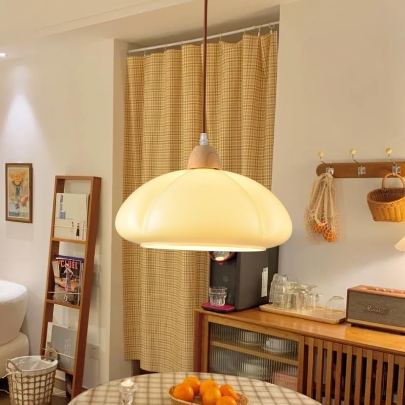 Hailie Retro Pendant Light Pumpkin Glass Bedroom Dining Room