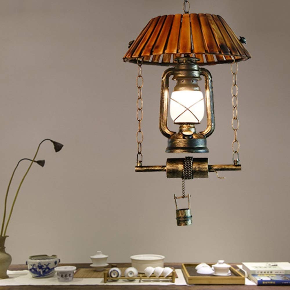 Alessio Vintage LED Pendant Light Design Bamboo Bedroom