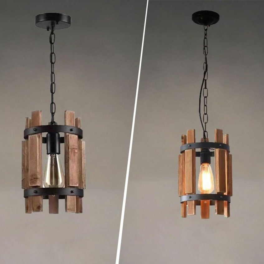 Austin Retro LED Pendant Light Metal/Wood Living Room/Bedroom