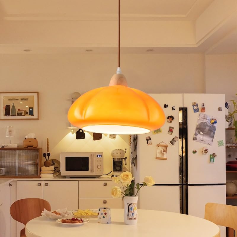 Hailie Retro Pendant Light Pumpkin Glass Bedroom Dining Room