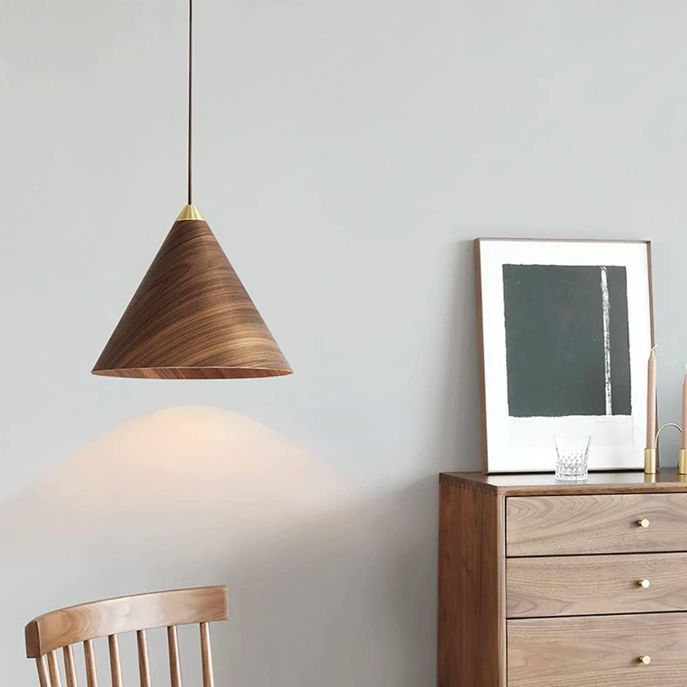 Hailie Vintage Minimalist Metal Walnut Pendant Light Bedroom Bar