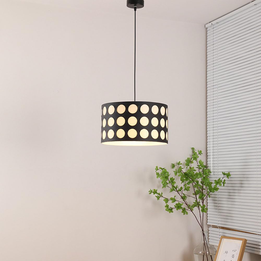Hailie Retro Round LED Polka Dots Pendant Light Metal/Fabric Living Room