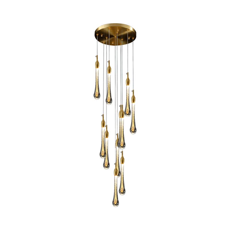 Hailie Modern Teardrop Metal Crystal Chandelier Gold Corridor