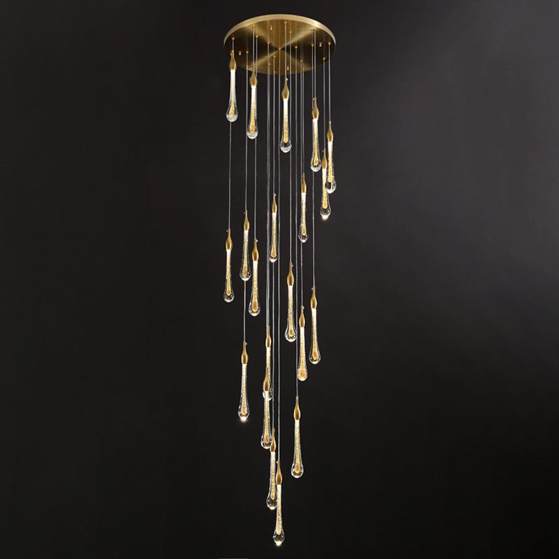 Hailie Modern Teardrop Metal Crystal Chandelier Gold Corridor