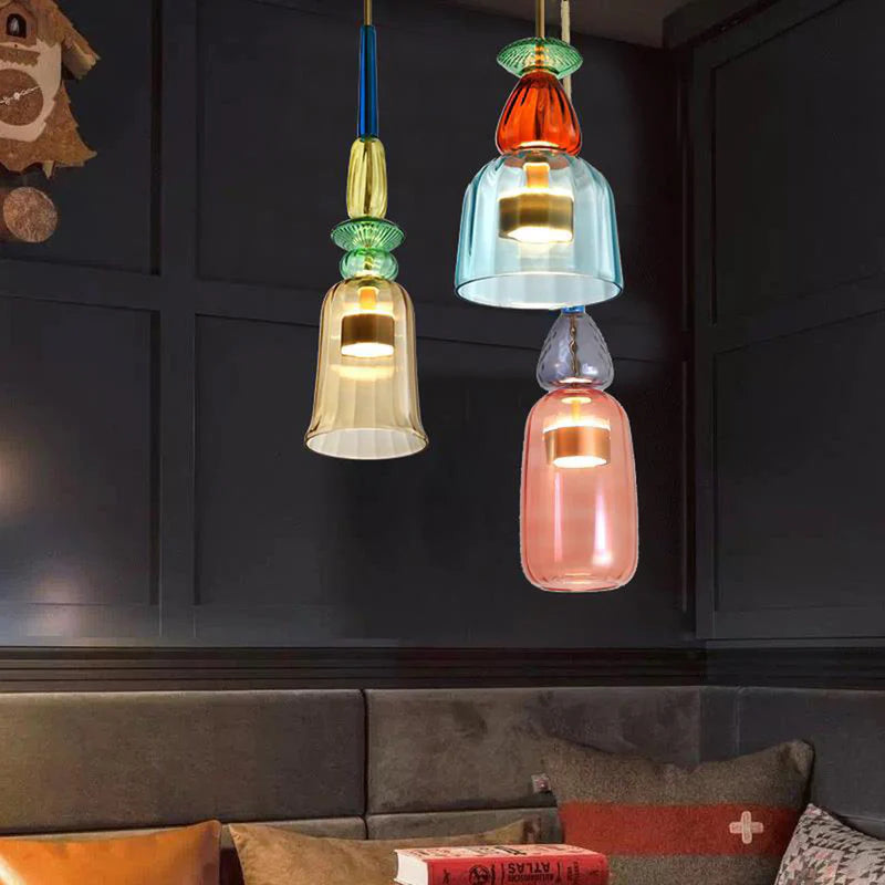 Hailie Modern Cup Glass Pendant Light, Colorful Bedroom, Living Room