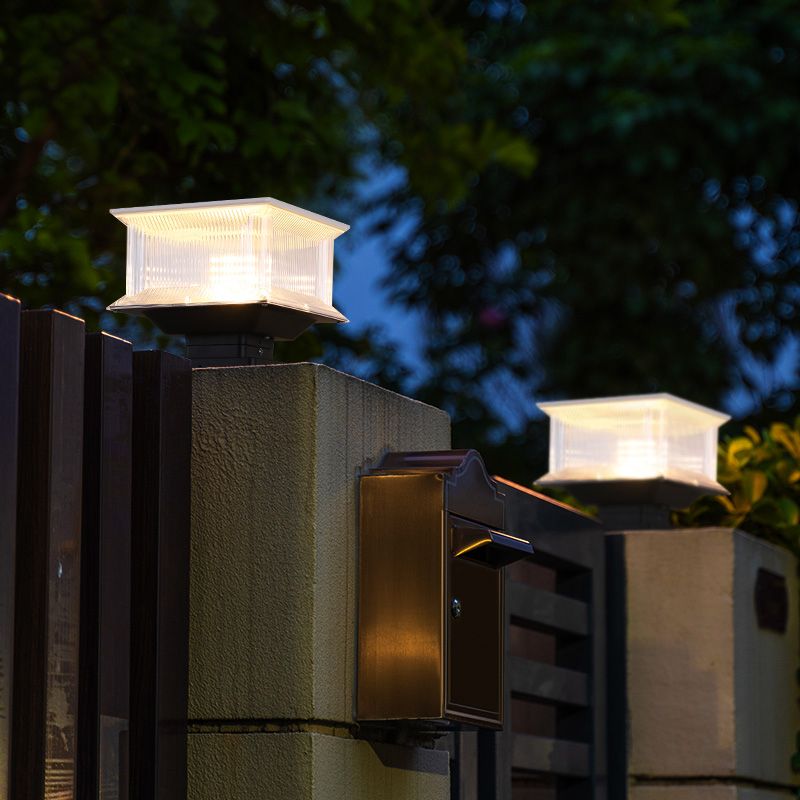 Riley Contemporary LED Rectangular Metal Acrylic Outdoor Lamp, Black