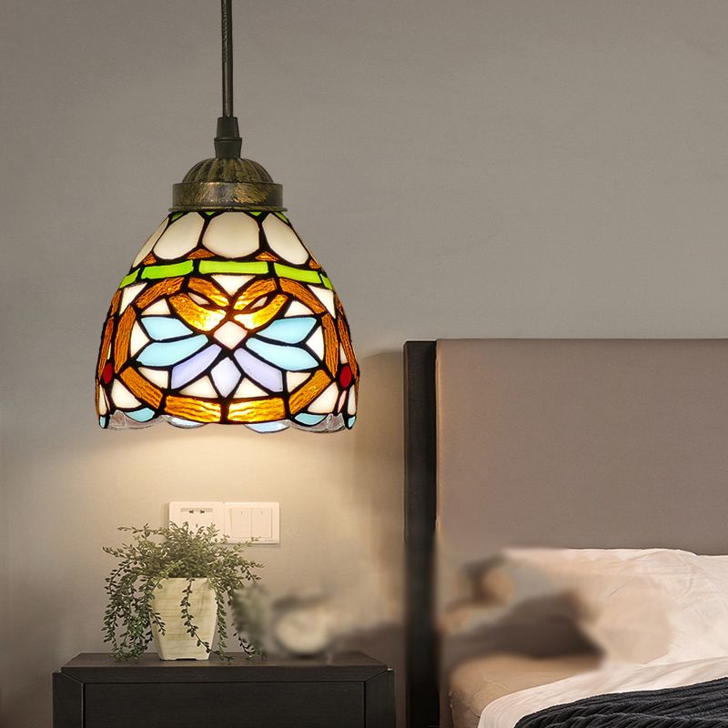 Alessio Tiffany Multicolor Bell Pendant Light