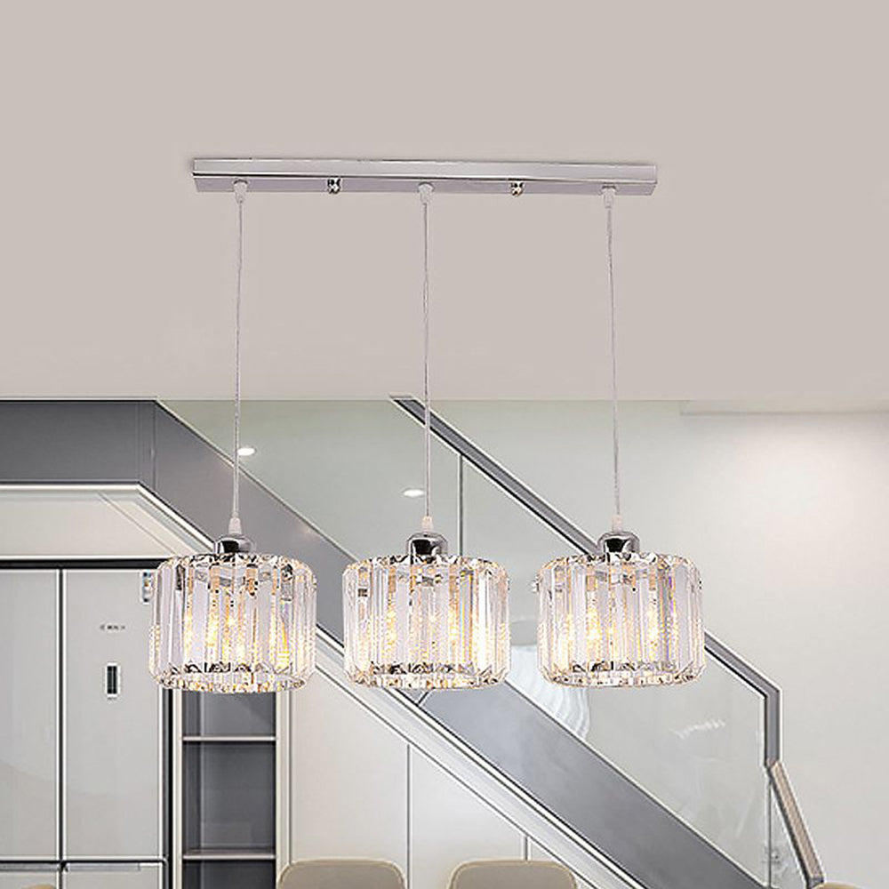 Hailie Modern Column Crystal Pendant Light, Stairs/Dining Room