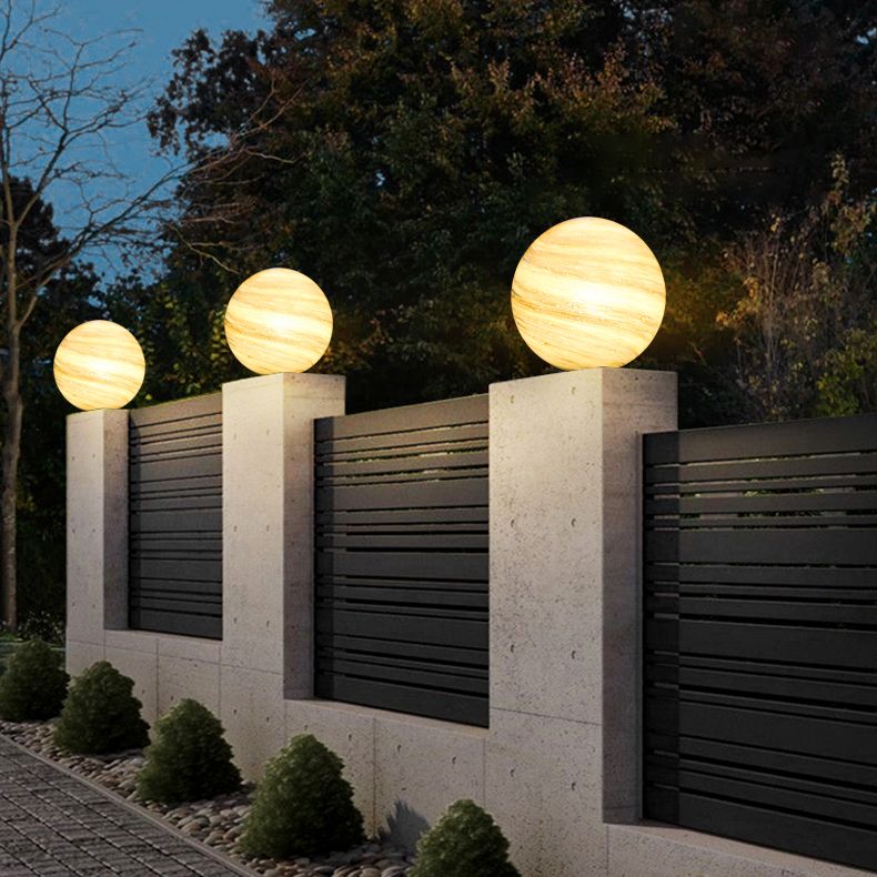 Elif Square Moon Globe Metal Glass Outdoor Light Post