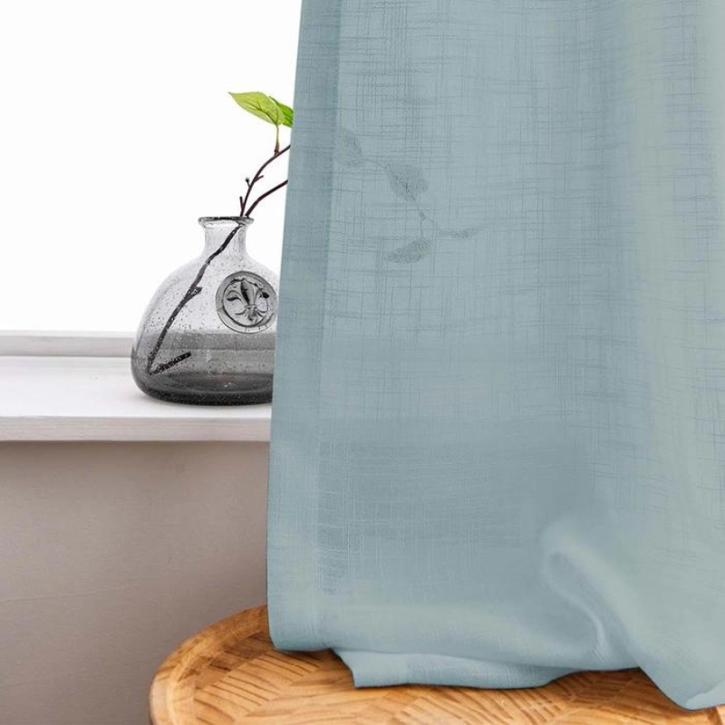 Ela Linen Semi Sheer Curtains Pleated