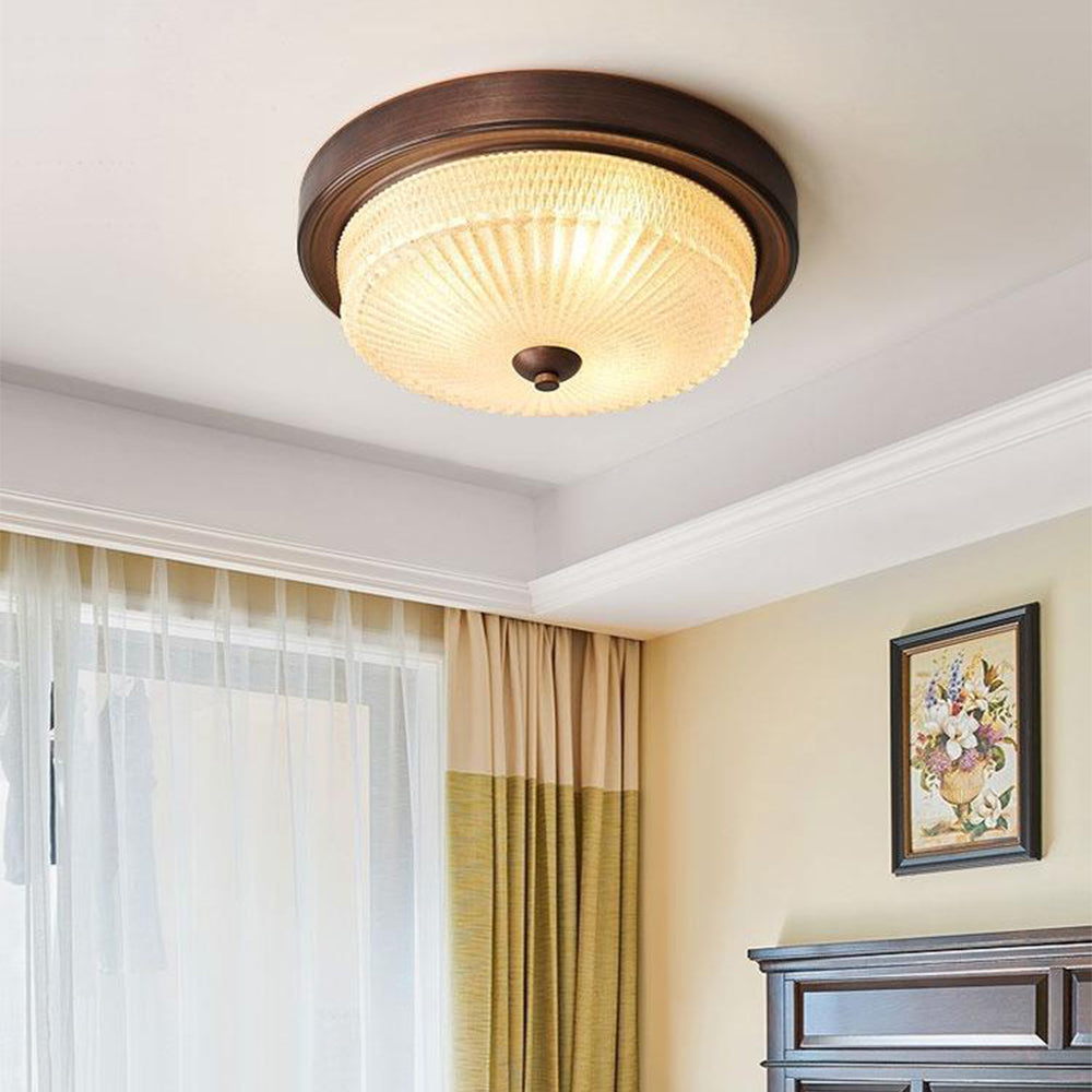 Alessio Vintage Round Flush Mount Ceiling Light Glass Bedroom