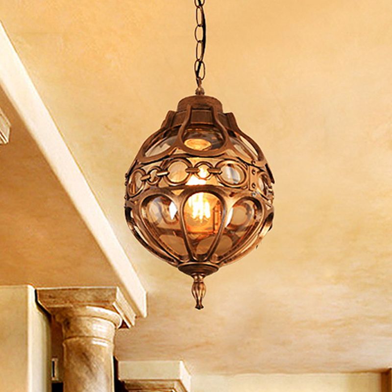Alessio Loft Sphere Vintage Farmhouse Rustic Pendant Light, Black/Bronze