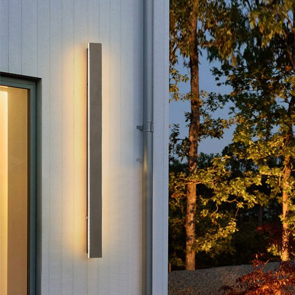 Edge Sleek Minimalist Rimless Linear Metal Outdoor Wall Light, Gray