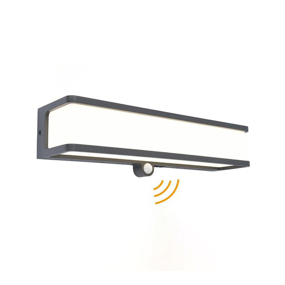 Orr Modern Minimalist Rectangular Acrylic Sensor Solar Outdoor Wall Lamp, Black/White