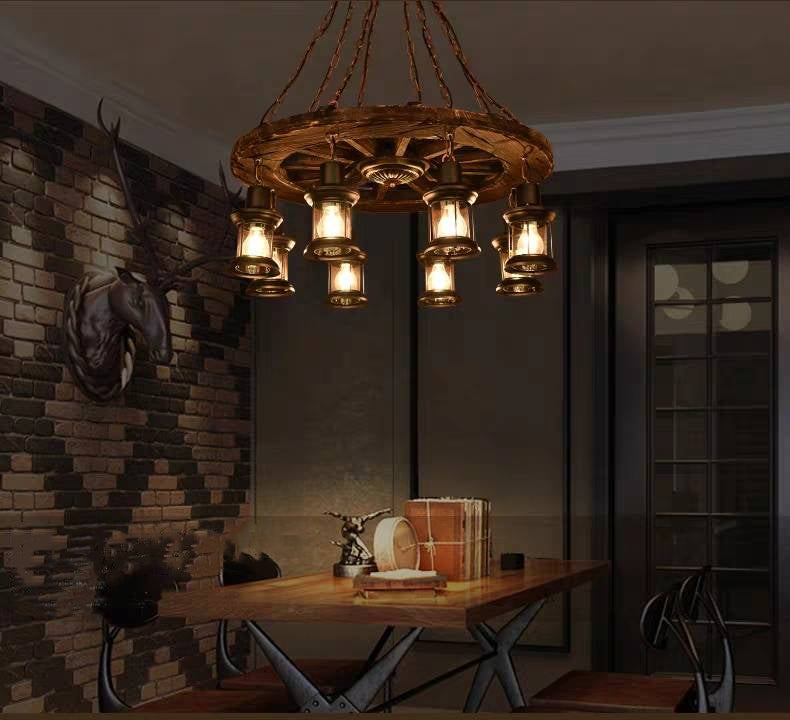 Austin Vintage Wood/Metal Pendant Light Dining Room