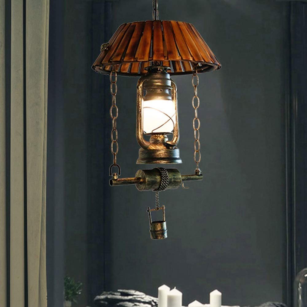 Alessio Vintage LED Pendant Light Design Bamboo Bedroom