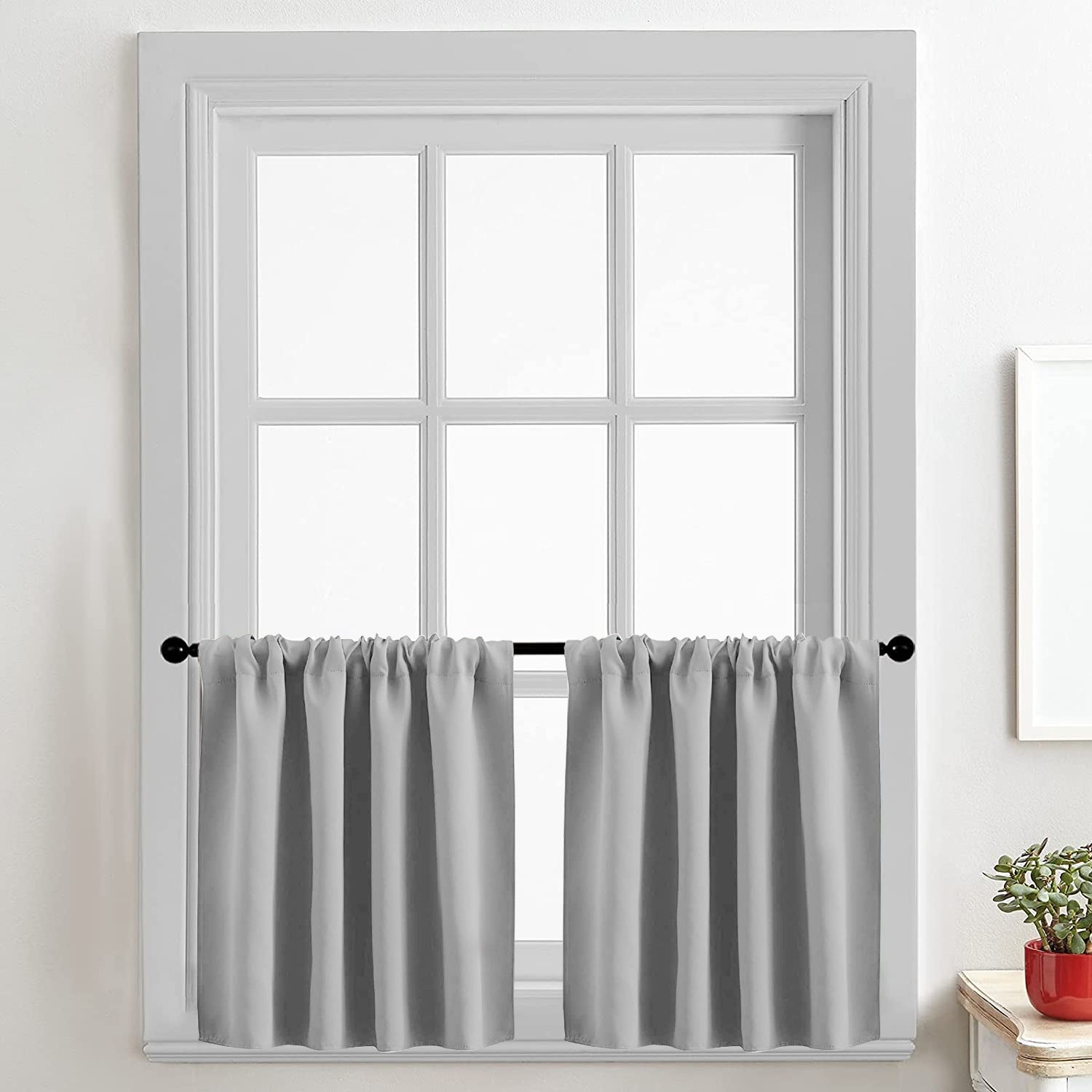 Modern Pure White Short Blackout Curtain