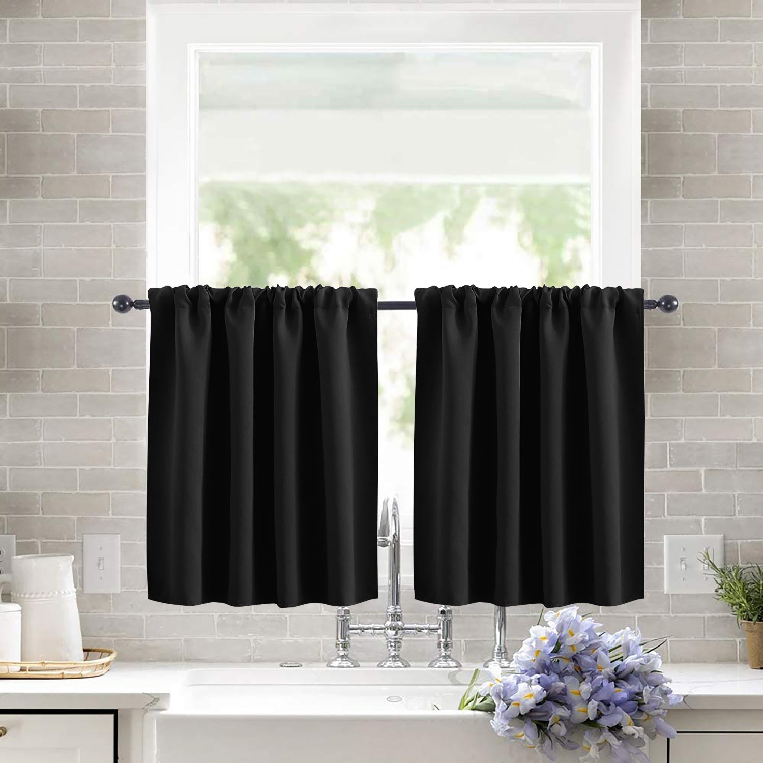 Modern Pure White Short Blackout Curtain