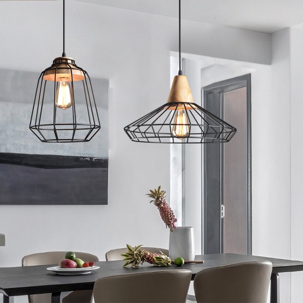 Alessio Industrial Minimalist Pendant Light Black Metal Living Room