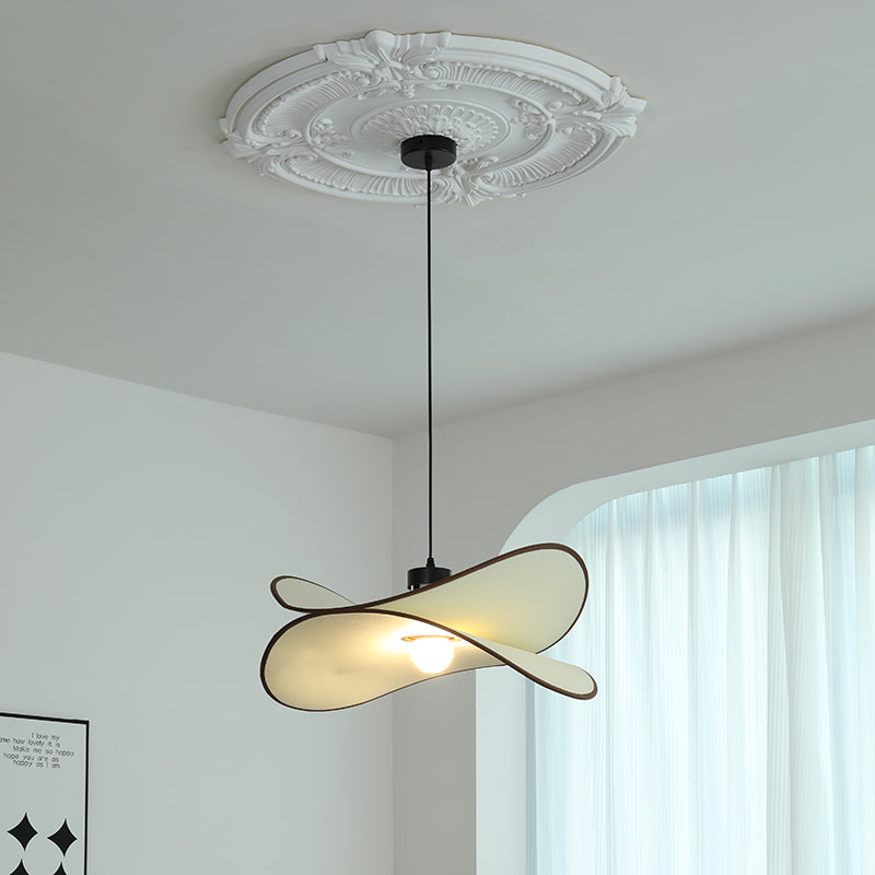 Ritta Wabi-Sabi Retro Leaf Metal Farbic LED Pendant Light Study Bedroom