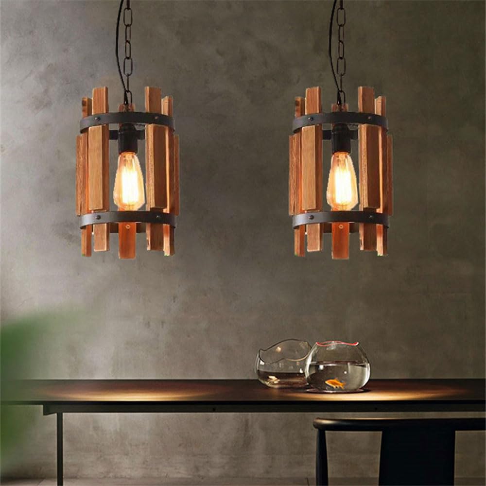 Austin Retro LED Pendant Light Metal/Wood Living Room/Bedroom