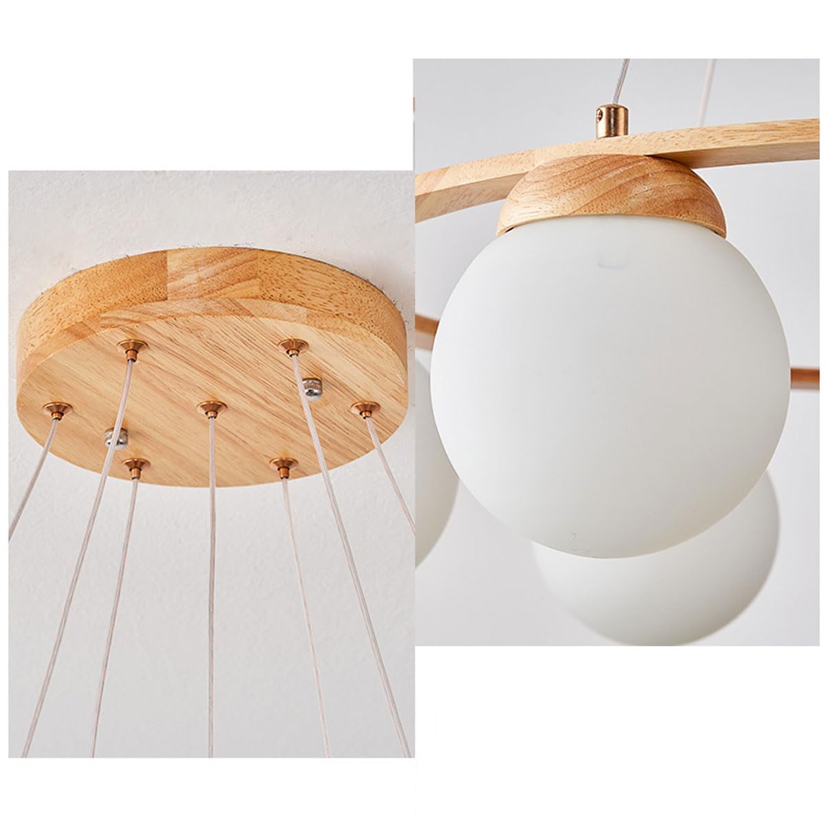 Valentina Pendant Light Wood Glass White Island Living Room/Bedroom