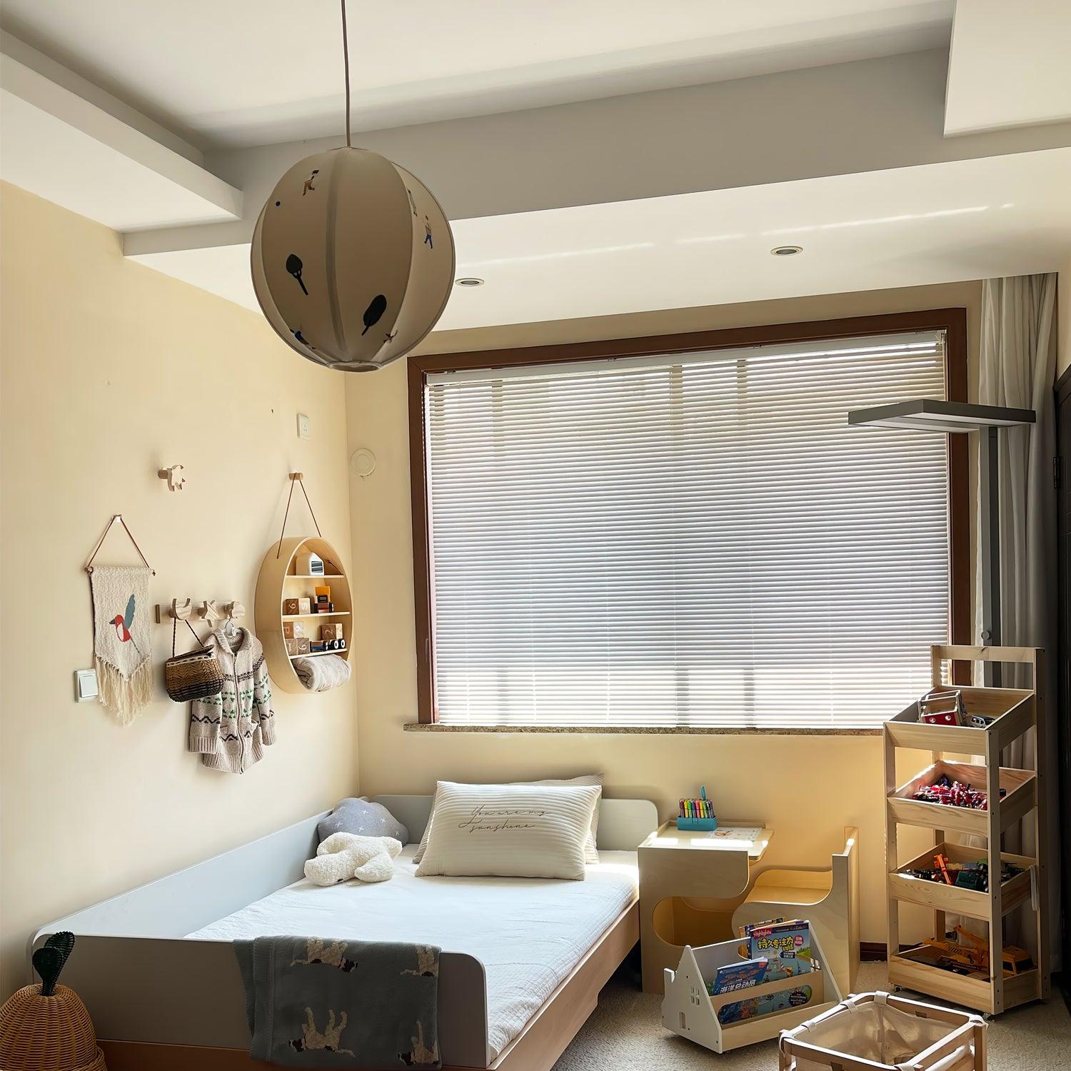 Ritta Design Globe Metal Farbic LED Pendant Light Study Bedroom