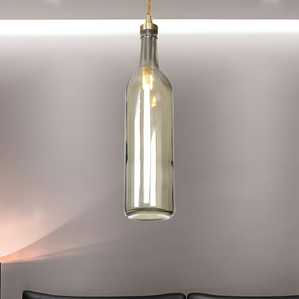 Hailie Industrial Wine Bottle Glass Pendant Light, Colorful