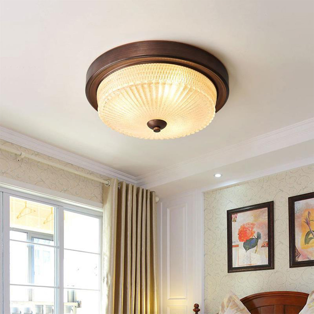 Alessio Vintage Round Flush Mount Ceiling Light Glass Bedroom