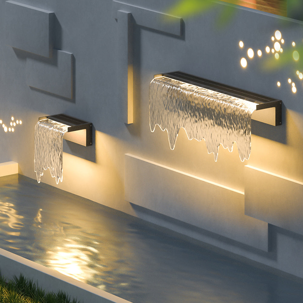 Isaac Modern Minimalist Metal/Acrylic Solar Waterproof Outdoor Wall Lamp, Black