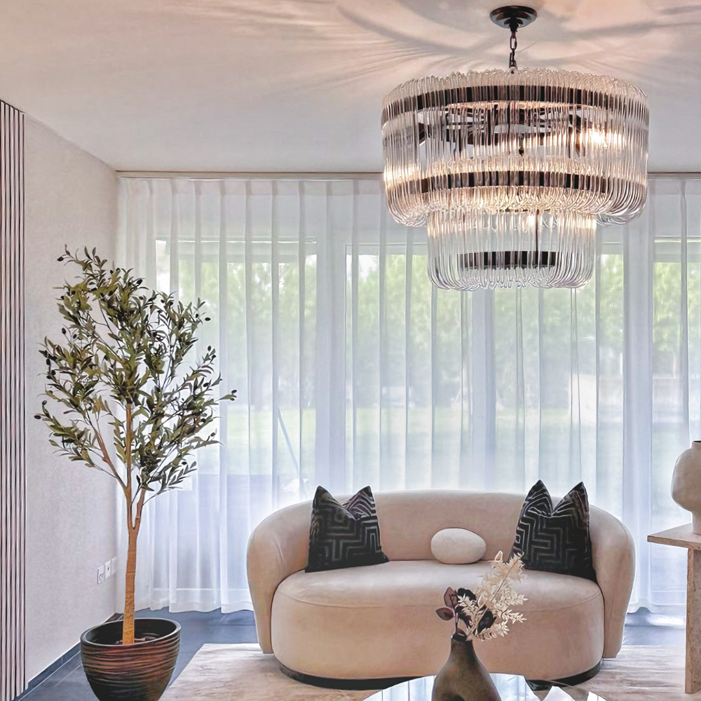 Marilyn Modern Luxury LED Chandelier Ceiling Light Black/Gold Glass Living Room