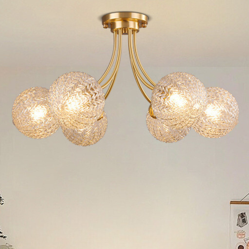 Valentina Modern Metal Glass Flush Mount Ceiling Light Bedroom