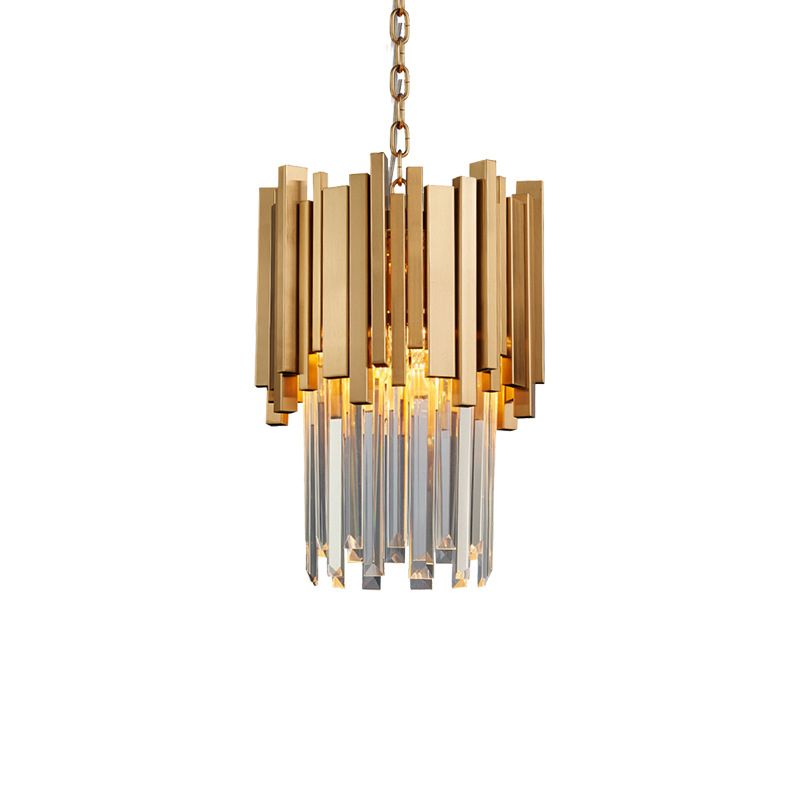 Kristy Modern Crystal Pendant Light, Gold & Chrome Living Room