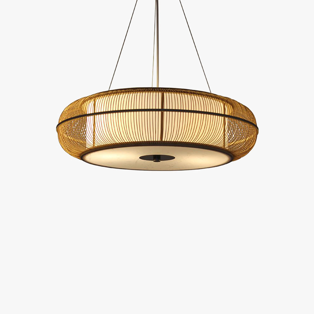 Ozawa Natural Basket Weave Wood/ Metal Pendant Light