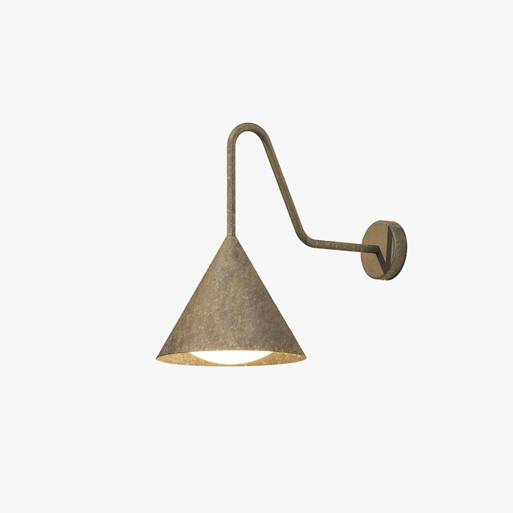 Carins Modern Minimalist Cone Metal Outdoor Waterproof Wall Lamp，Black/Gold