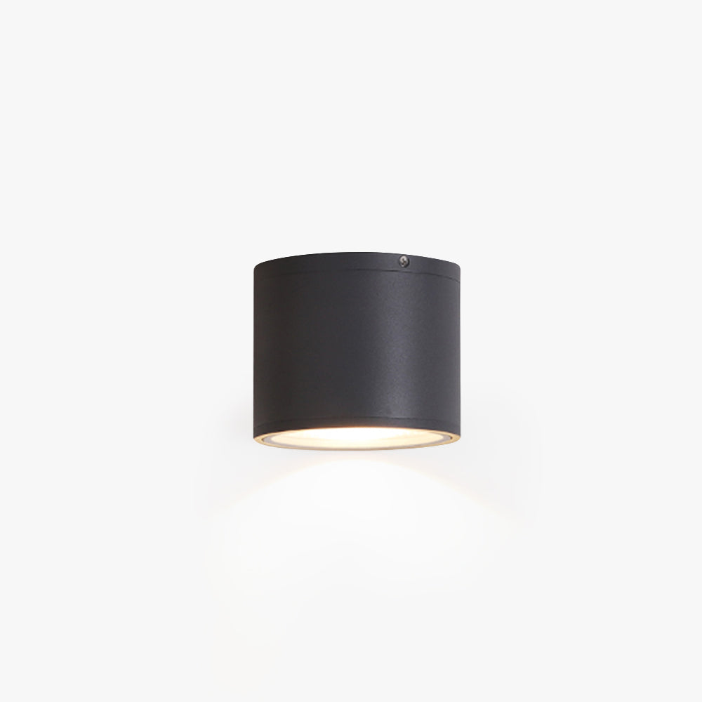 Orr Modern Black Cylindrical Flush Mount Ceiling Light, Metal/Glass