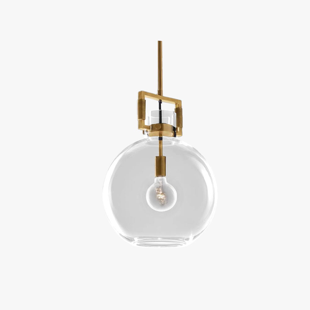 Cairns Modern Geometric Glass/Metal Pendant Light, Brass