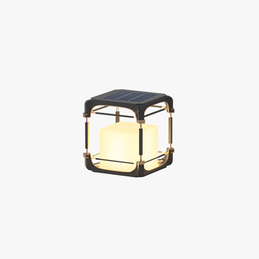 Orr Simple Cube/Cuboid Outdoor Floor Lamp, Hardwired/Solar, Black