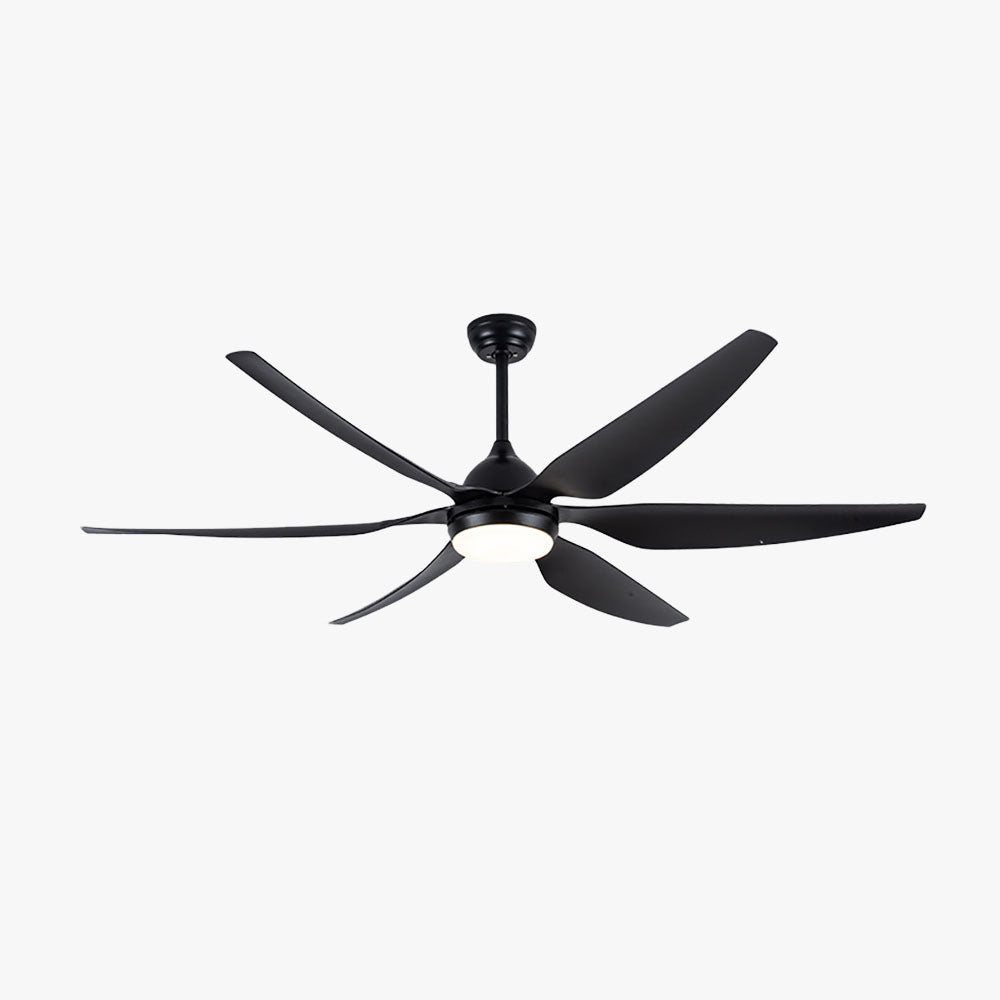 Haydn 6-Blade White & Black Ceiling Fan with Light, 54''/65.7''