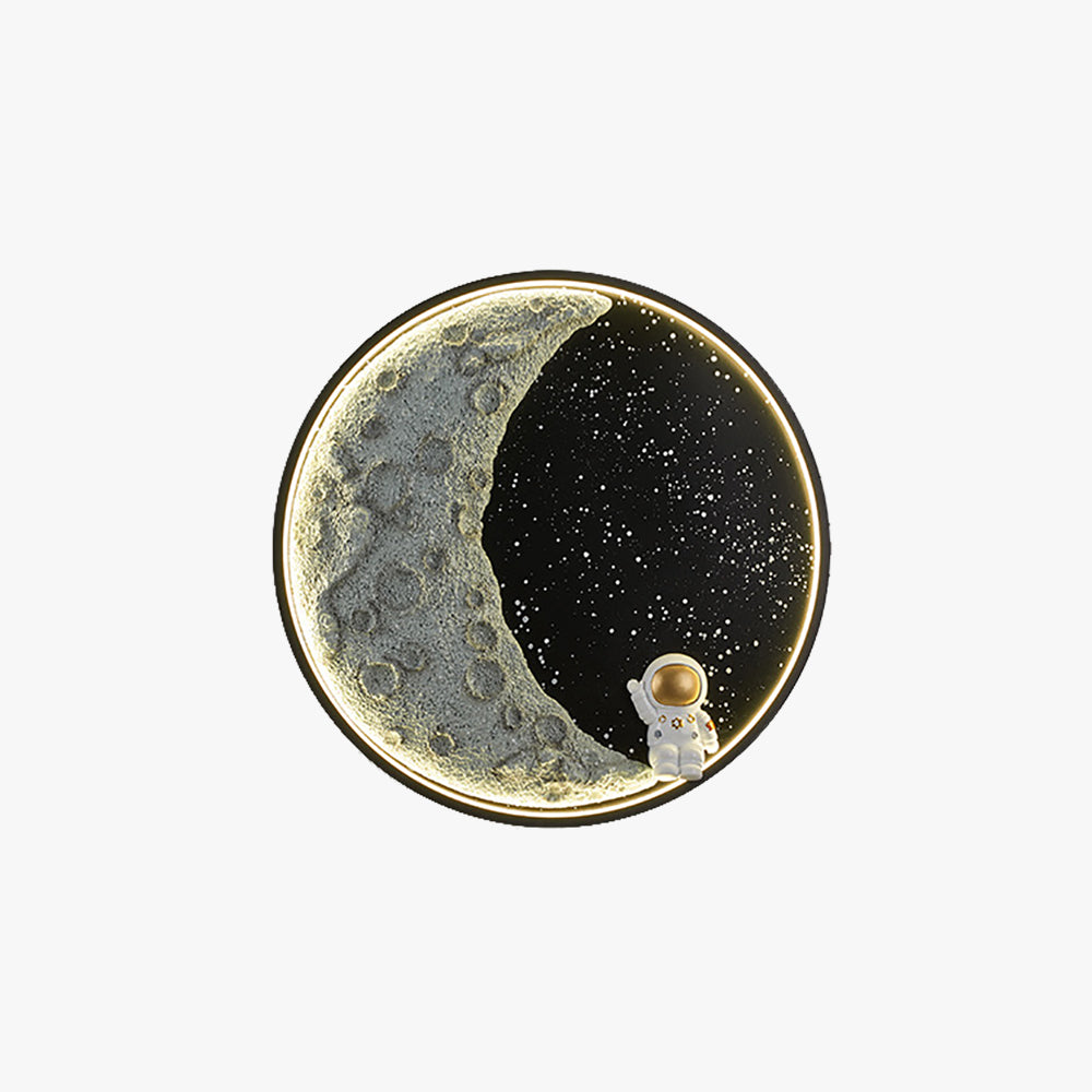 Elif Modern Astronaut Moon Metal Black Wall Lamp