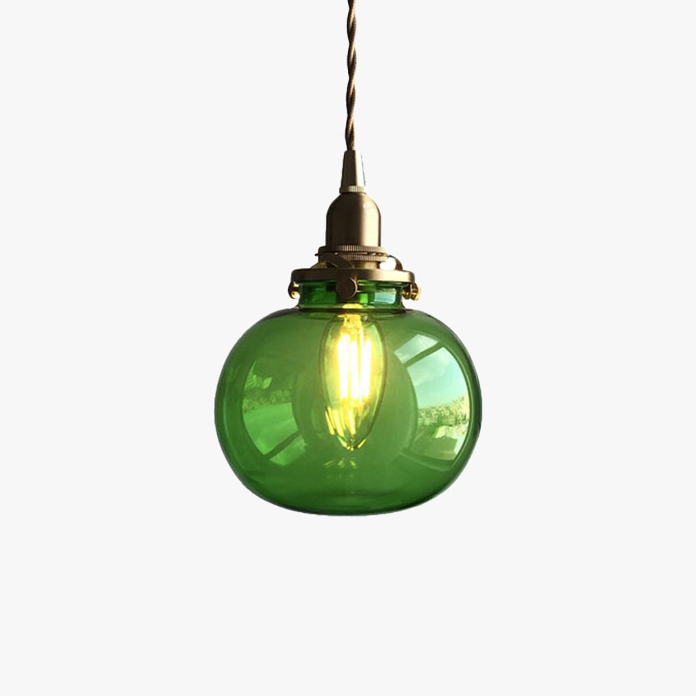 Hailie Retro Oval Glass/Metal Pendant Light, Green/Clear/Blackish Green