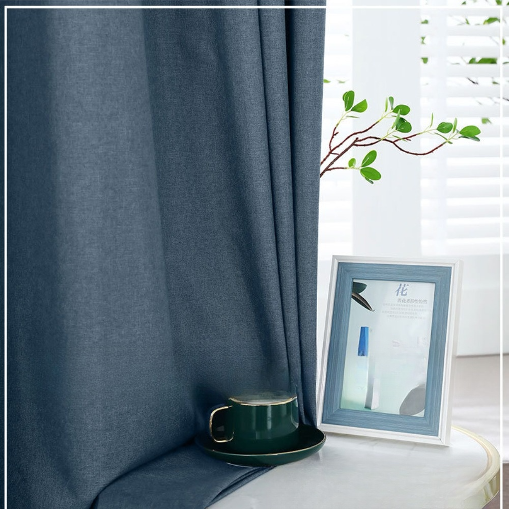 Modern Linen Solid Color Semi-Blackout Thermal Insulated Curtains