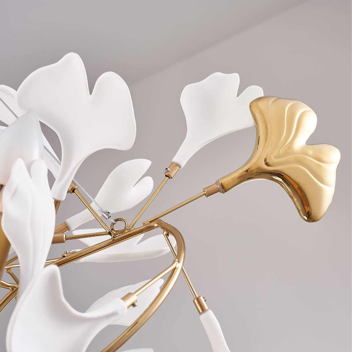 Olivia Gildglow Luxury Ceramic Chandelier Large Foyer Gingko Leaf Living Room